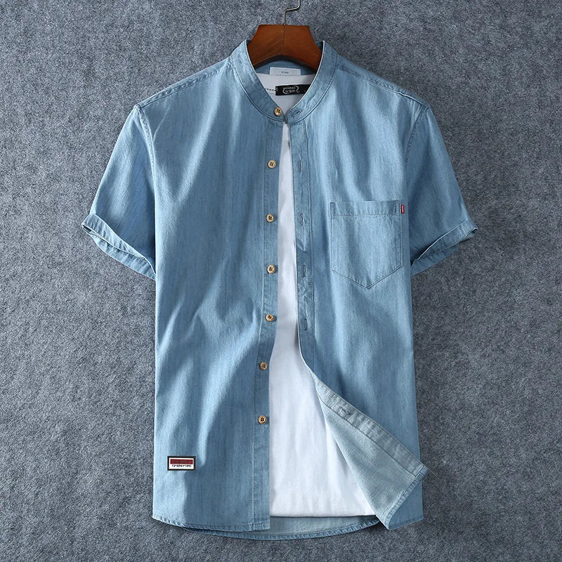 Light Blue Denim Short Sleeve Shirt