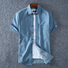 Light Blue Denim Short Sleeve Shirt