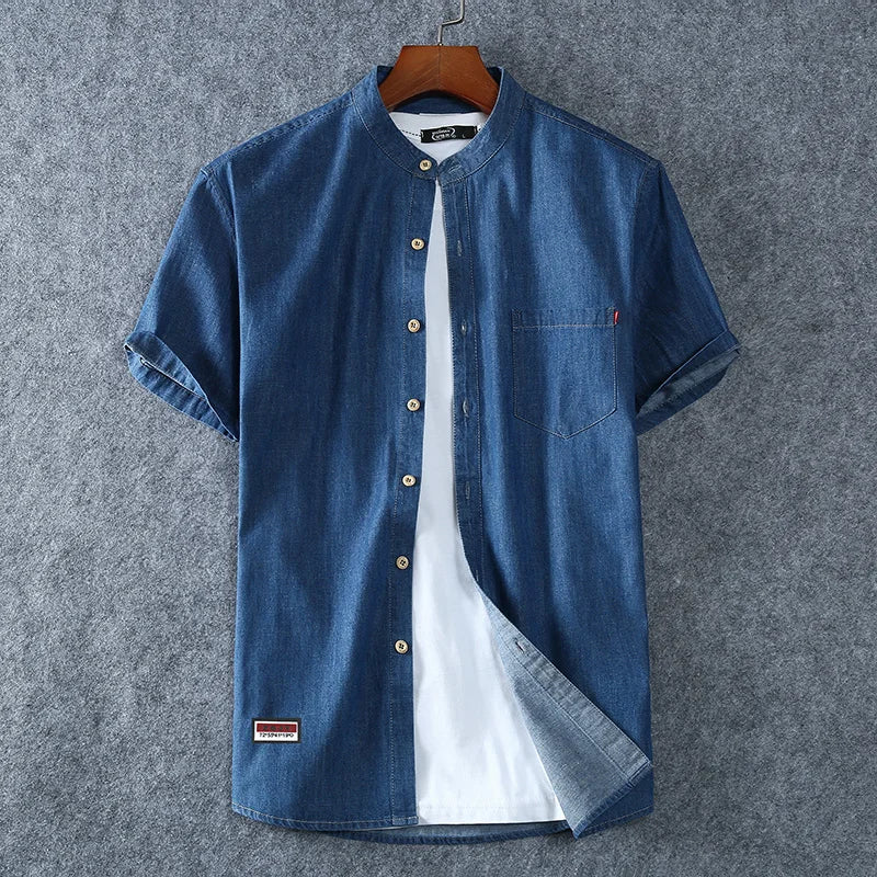 Light Blue Denim Short Sleeve Shirt