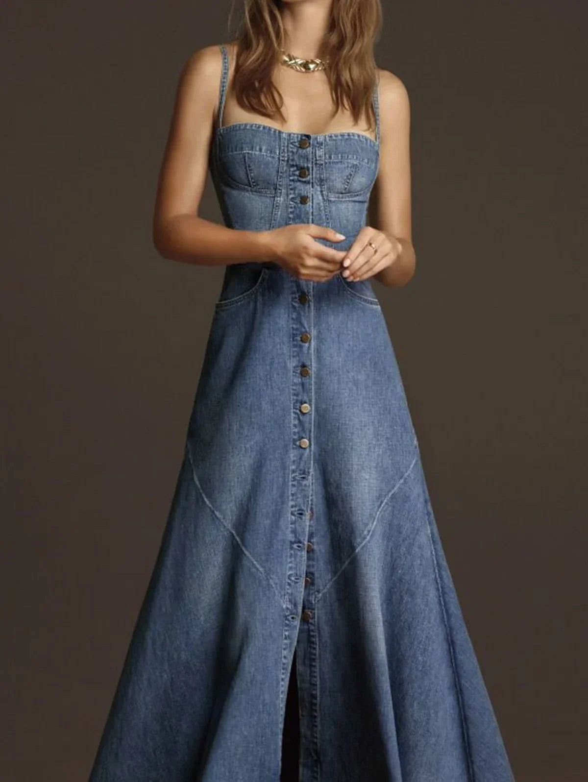 Spaghetti Strap Denim Dress