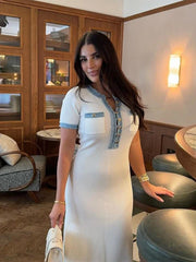 V Neck Denim Bodycon Dress