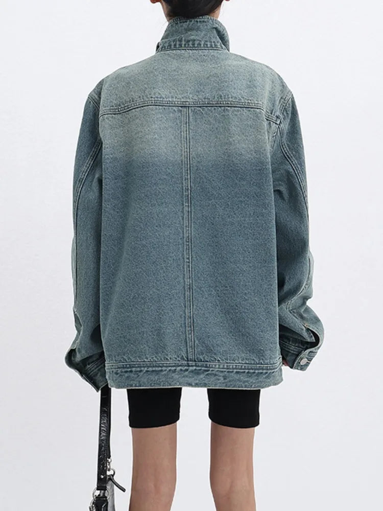 Turtleneck Denim Overcoat