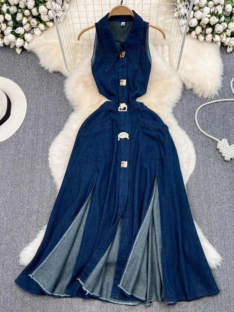Hollow Out Denim Dress
