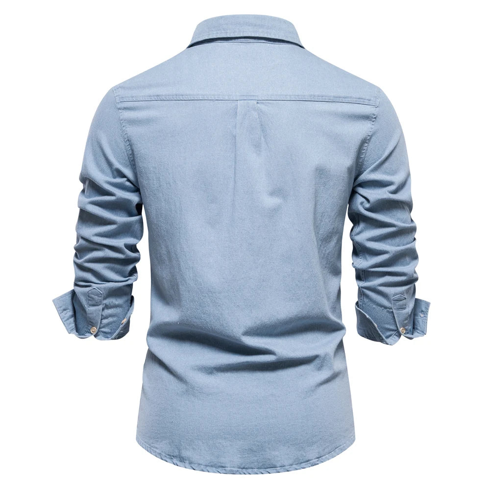 Solid Color Denim Shirt