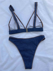 High Cut Denim Bikini Set
