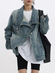 Turtleneck Denim Overcoat