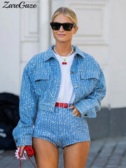 Sequined Denim Jacket Set