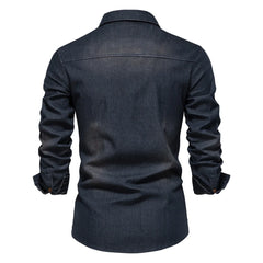 Elastic Cotton Denim Shirt