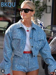 Sequins Denim Party Set