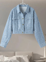 Sequined Denim Jacket Set