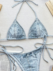 Push-Up Denim Print Bikini