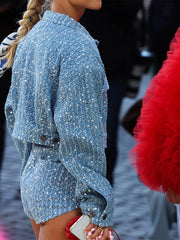 Sequined Denim Jacket Set