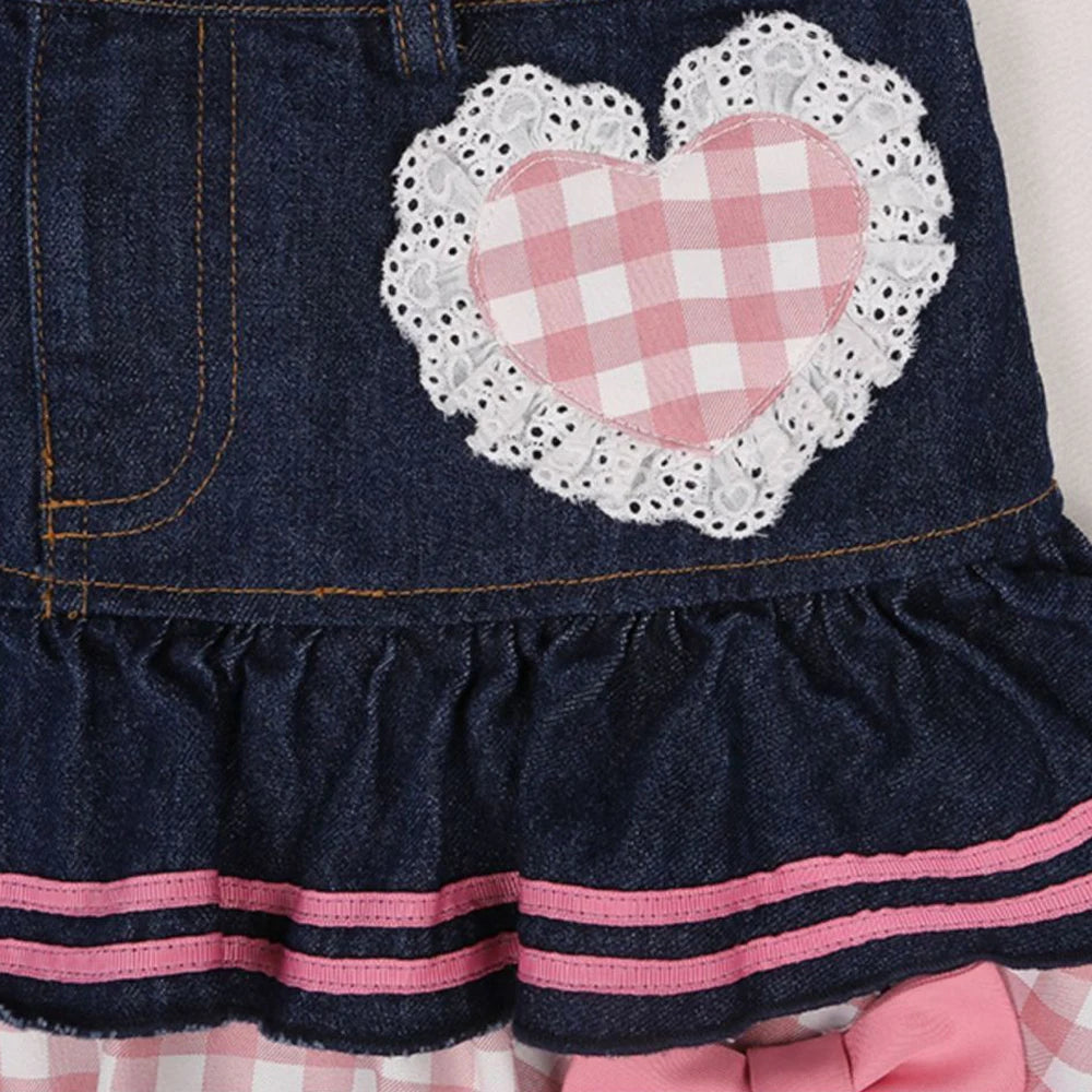 Kawaii Lace Denim Skater Skirt