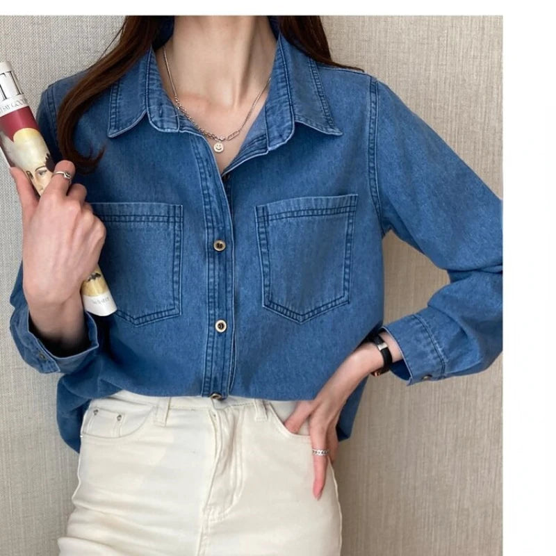 Retro Blue Denim Shirt