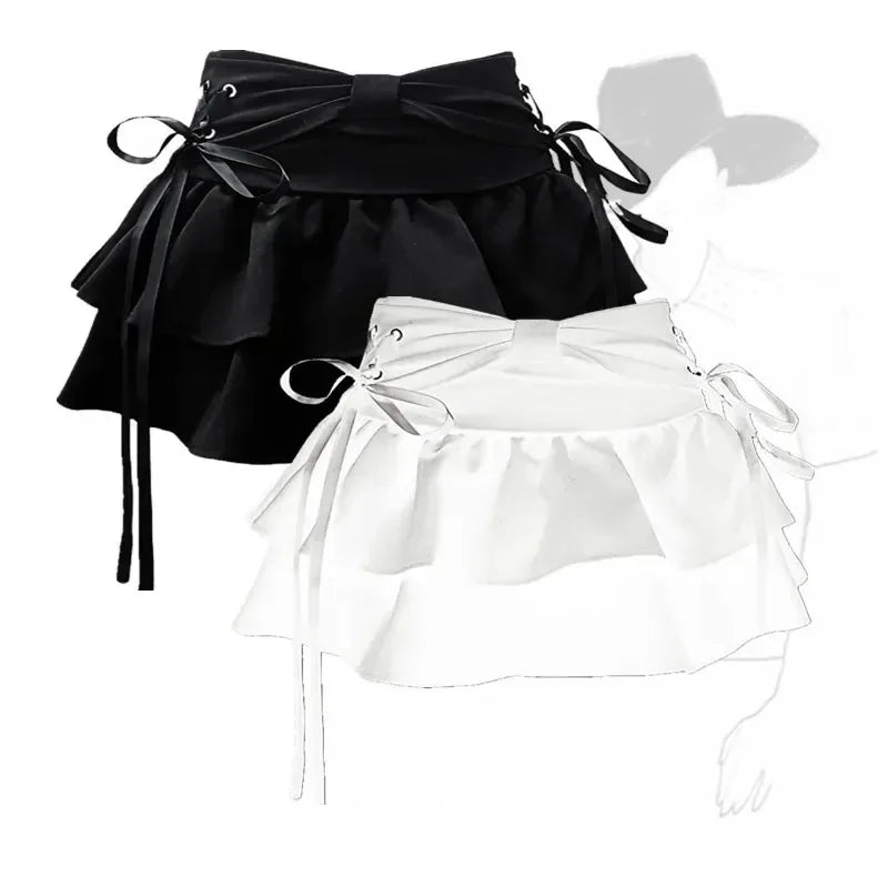 Pleated Denim A-line Skirt