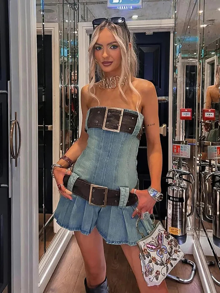 Strapless Denim Mini Dress