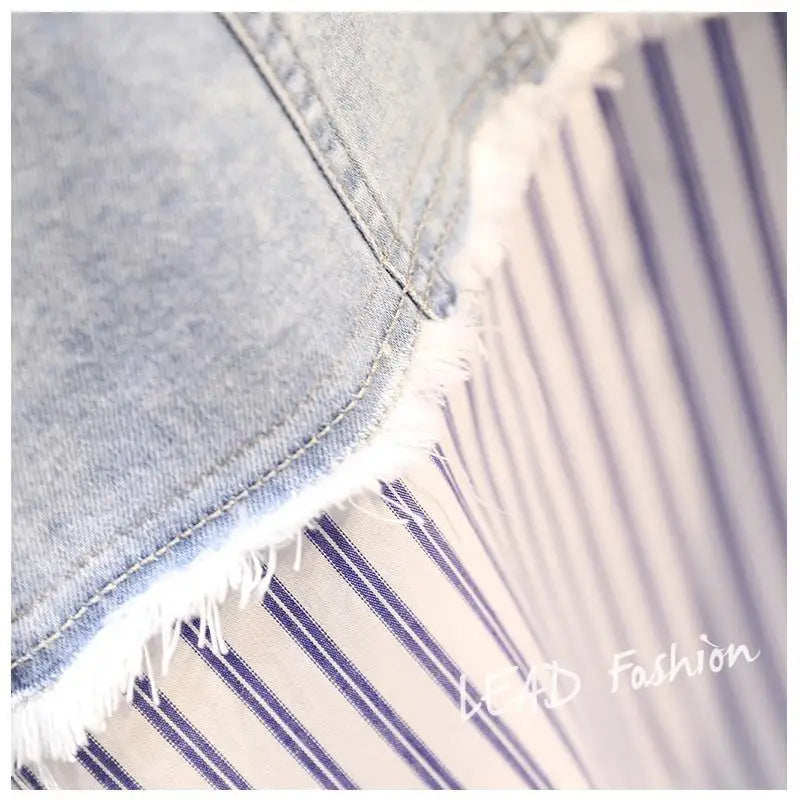 Striped Patchwork Polo Blouse