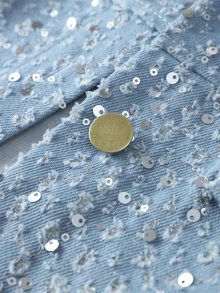 Sequined Denim Jacket Set