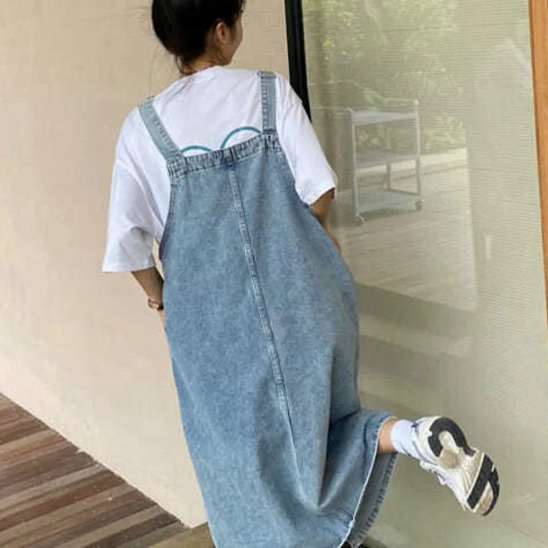 Casual Denim Overall Dress