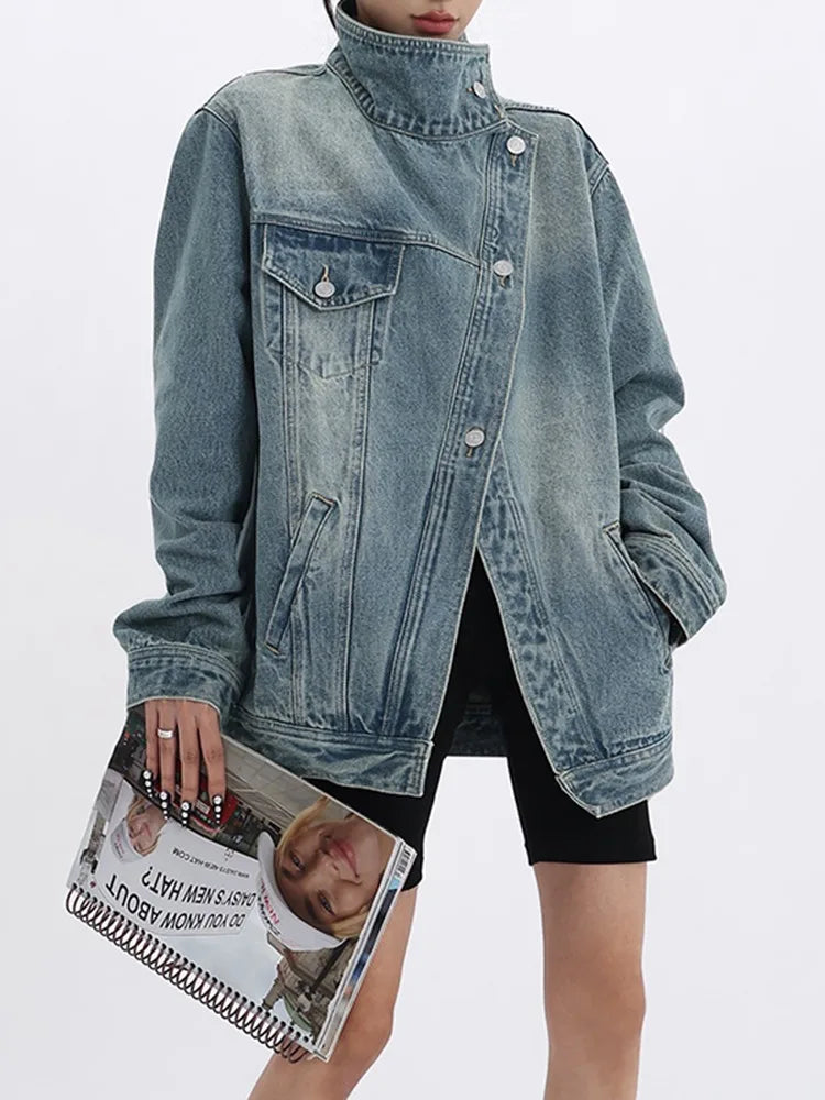 Turtleneck Denim Overcoat