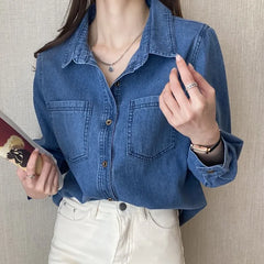 Retro Blue Denim Shirt
