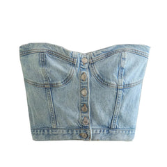 Strapless Denim Crop Top