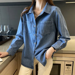 Retro Blue Denim Shirt