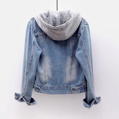 Hooded Denim Patchwork Jacket