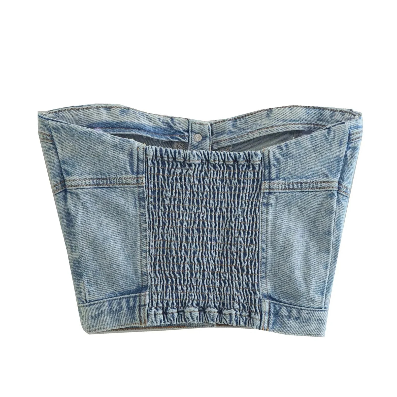 Strapless Denim Crop Top