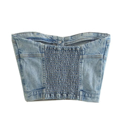 Strapless Denim Crop Top