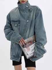 Turtleneck Denim Overcoat