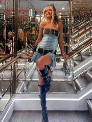 Strapless Denim Mini Dress