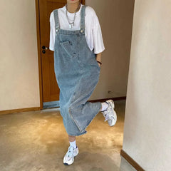 Casual Denim Overall Dress