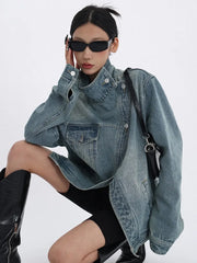 Turtleneck Denim Overcoat
